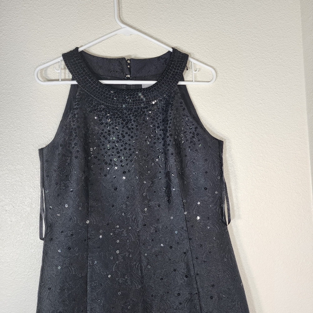 Ann Taylor Women's Black Sequenced  Brocade Floral  Cocktail Dress US Size 6 - Picture 11 of 14
